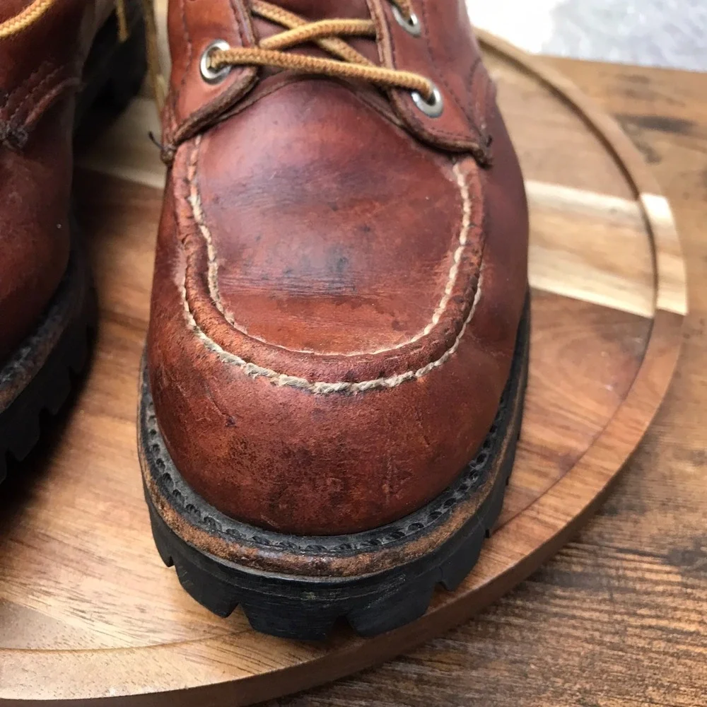 Vintage Red Wing Irish Setter Moc Toe Boots Mens 9.5B Brown‎ Leather USA Made